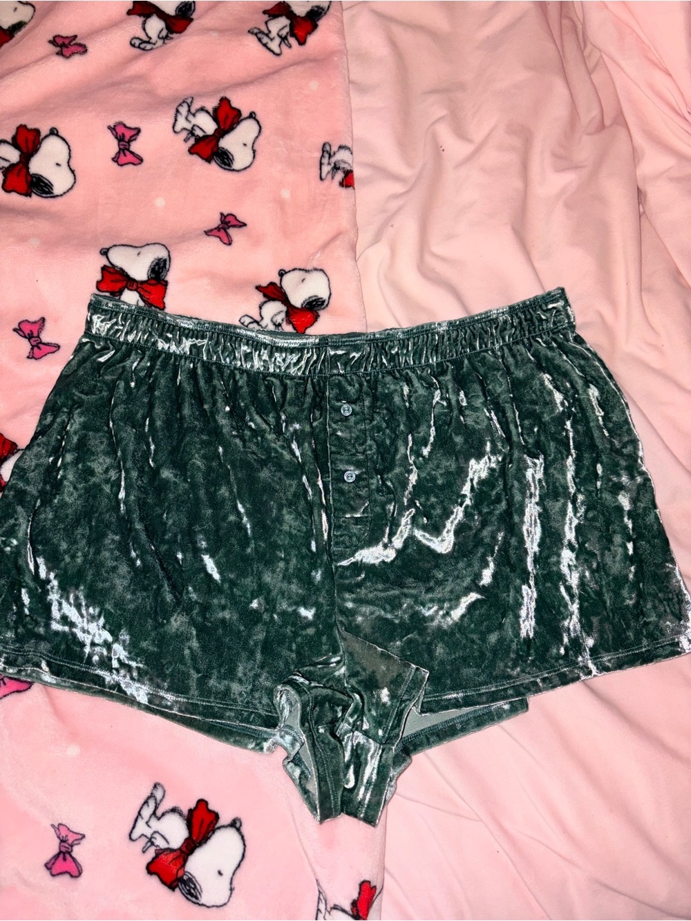PINK Victoria's Secret Shimmery Green Lounge Boxer Shorts